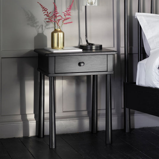 Shaker 1 Drawer Bedside - Black