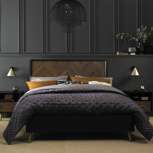 Boston Fumed Oak & Peppercorn Bed - King Size