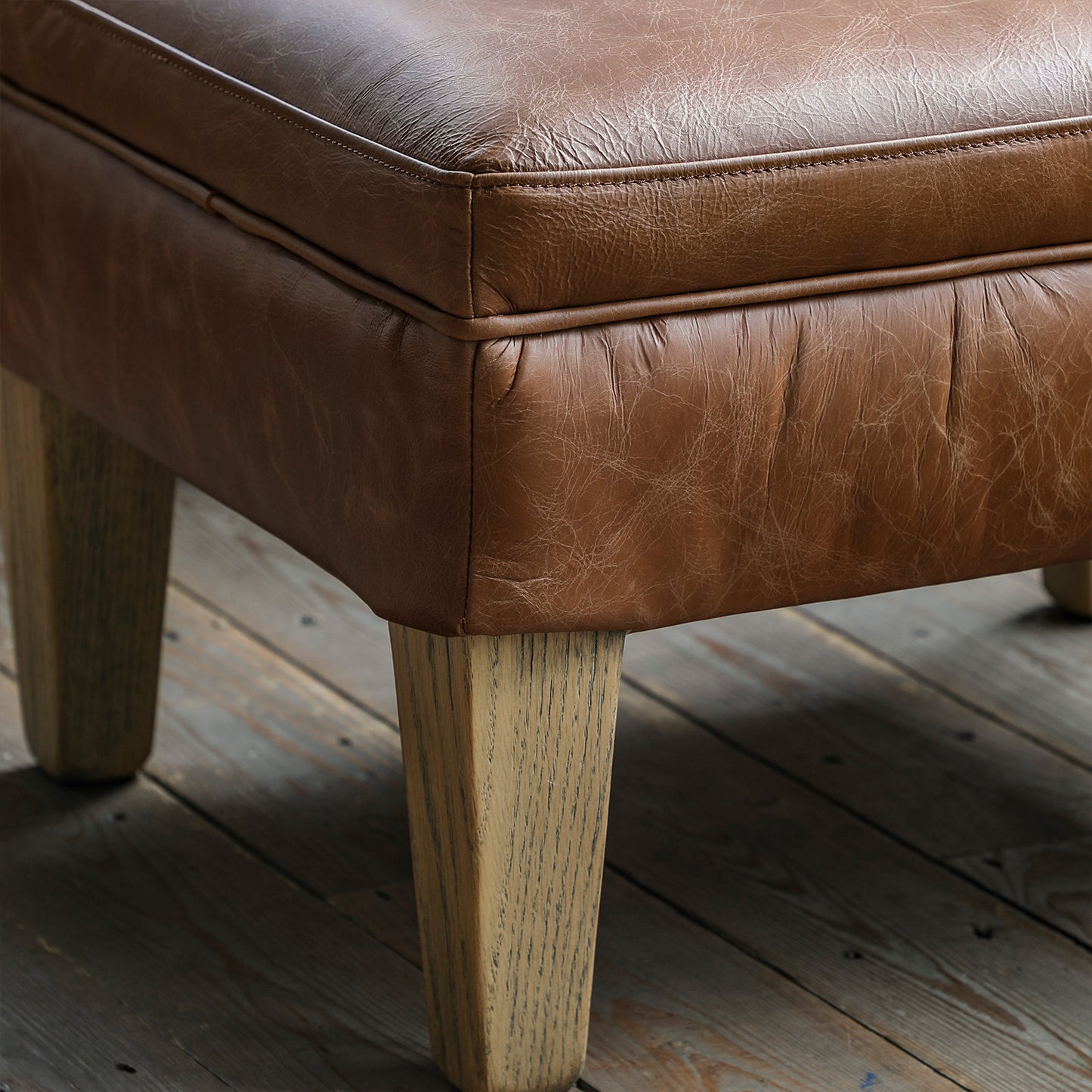 Marmalade Stool -  Vintage Brown Leather