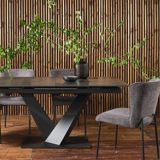 Oslo Sintered Stone Black Dining Table - 160-205cm 