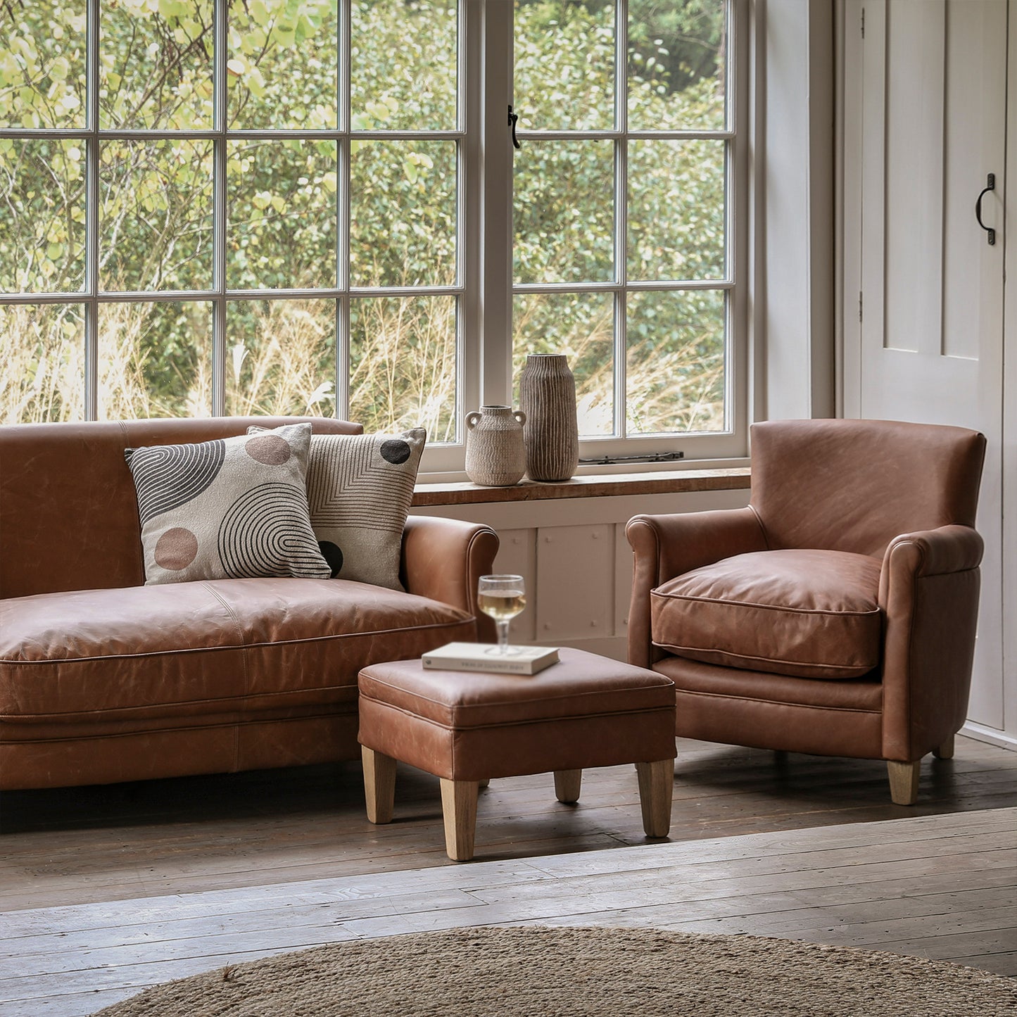 Marmalade Stool -  Vintage Brown Leather