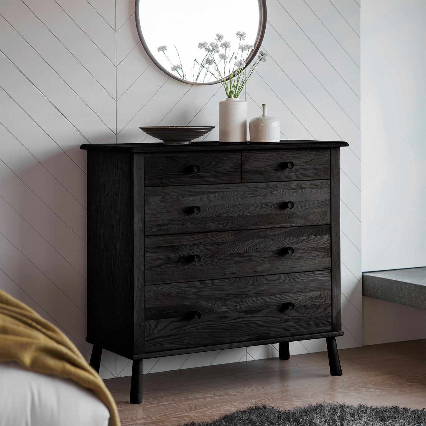 Shaker 5 Drawer Chest - Black