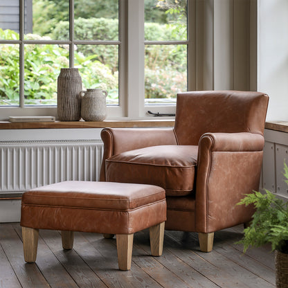 Marmalade Stool -  Vintage Brown Leather