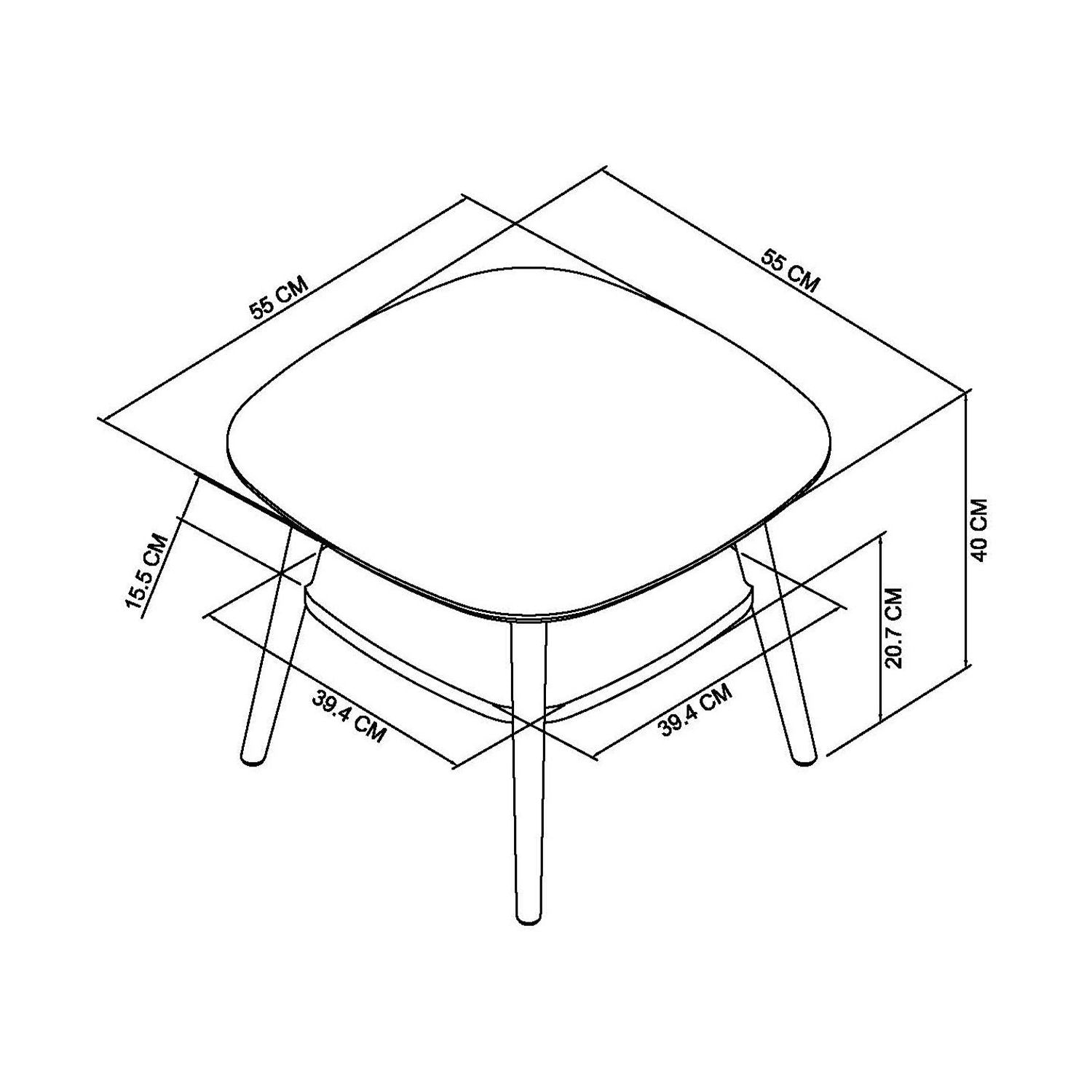 Scandi Oak Lamp Table With Shelf - Measurements