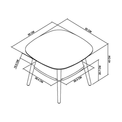 Scandi Oak Lamp Table With Shelf - Measurements