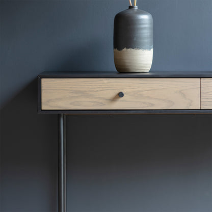 Slade 2 Drawer Console Table - Black/Natural