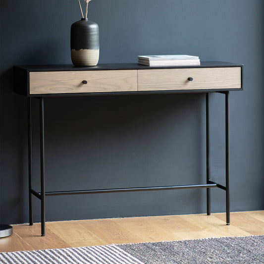 Slade 2 Drawer Console Table - Black/Natural