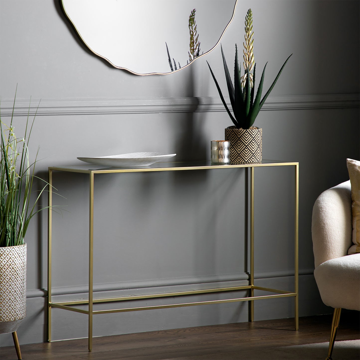 Glass & Champagne Console Table