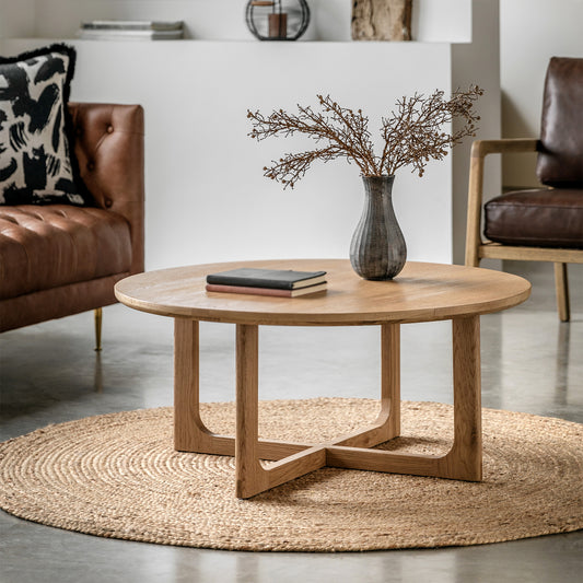 Maurice Round Coffee Table - Natural Oak