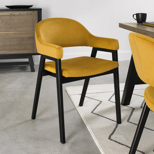 Islington Peppercorn Dining Chair - Dark Mustard Velvet