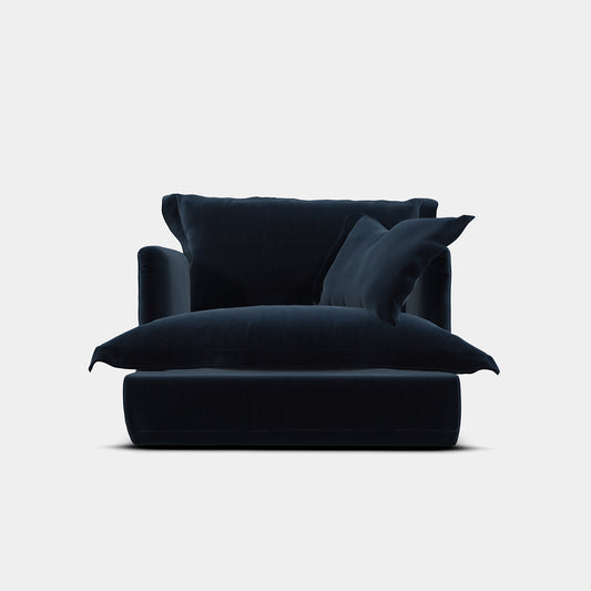 Snuggle Chairs In Navy Velvet