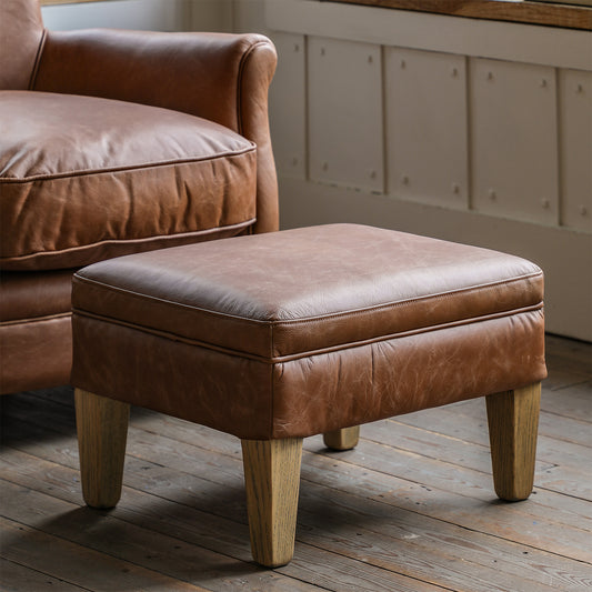 Vintage Leather Footstool