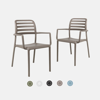 Italian style garden chairs, shop the Costa stackable armchair online By Nardi Outdoor.