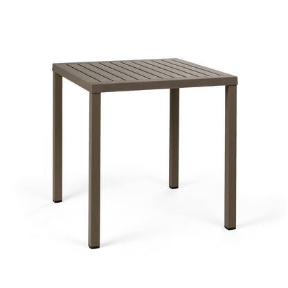 Cube 70 Square Garden Table Modern and Weatherproof Design in tobacco finish