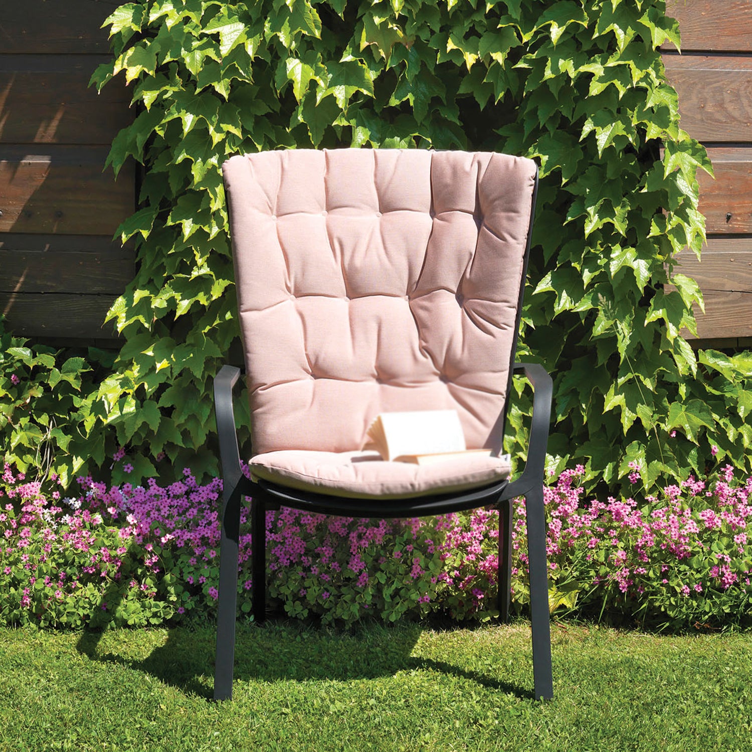 Folio Reclining chair in Anthracite with With Comfort Cushion In Rose Sunbrella  36300.01.222 