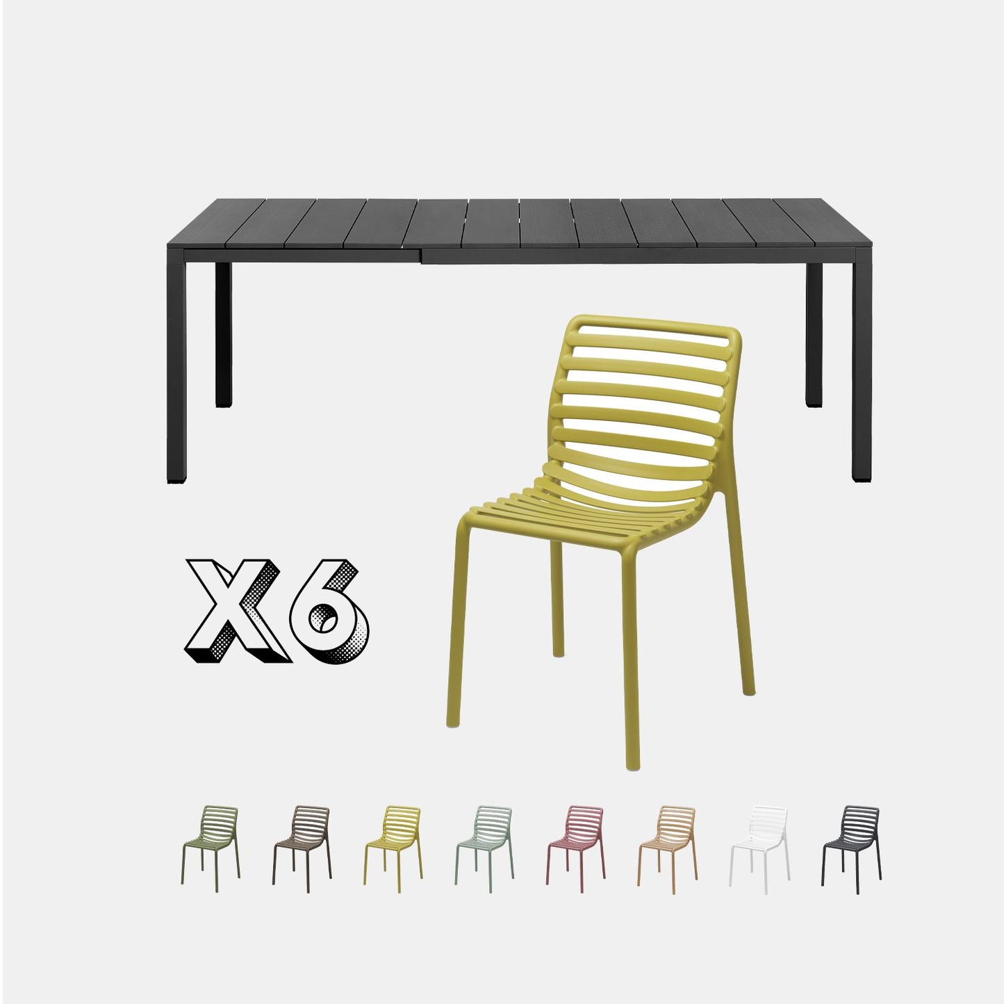 Dining Set - Rio 140 Extending Table & Doga Armless Chairs