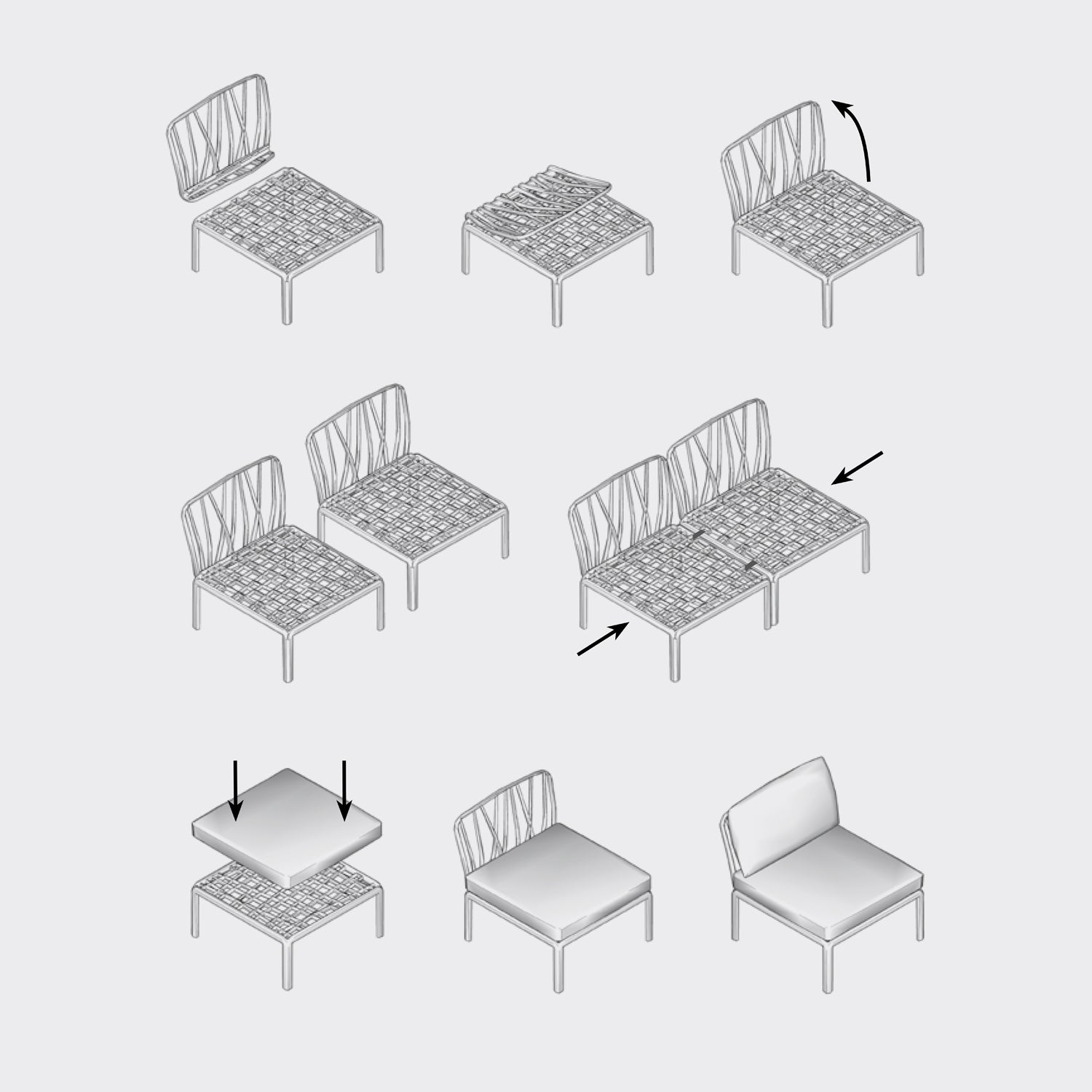 The Komodo 5  modular sofa is so easy to put together. Design a small 2 seater or 20 seater if your garden is big enough?