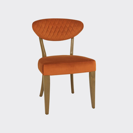 Tooting Rustic Oak Dining Chair - Rust Velvet