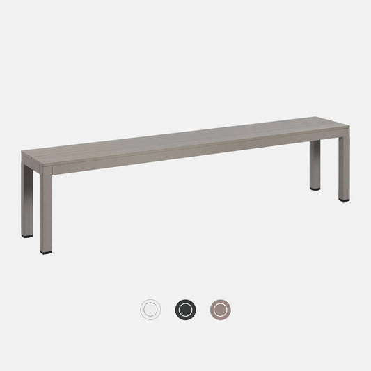 The Rio bench showcasing a contemporary design, blending comfort and style for versatile use.