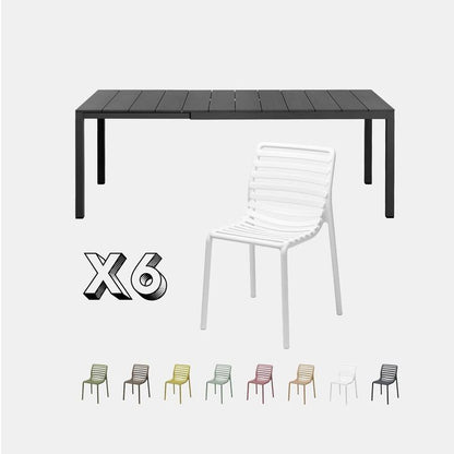 Dining Set - Rio 140 Extending Table & Doga Armless Chairs