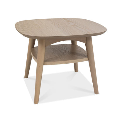 Scandi Oak Lamp Table With Shelf