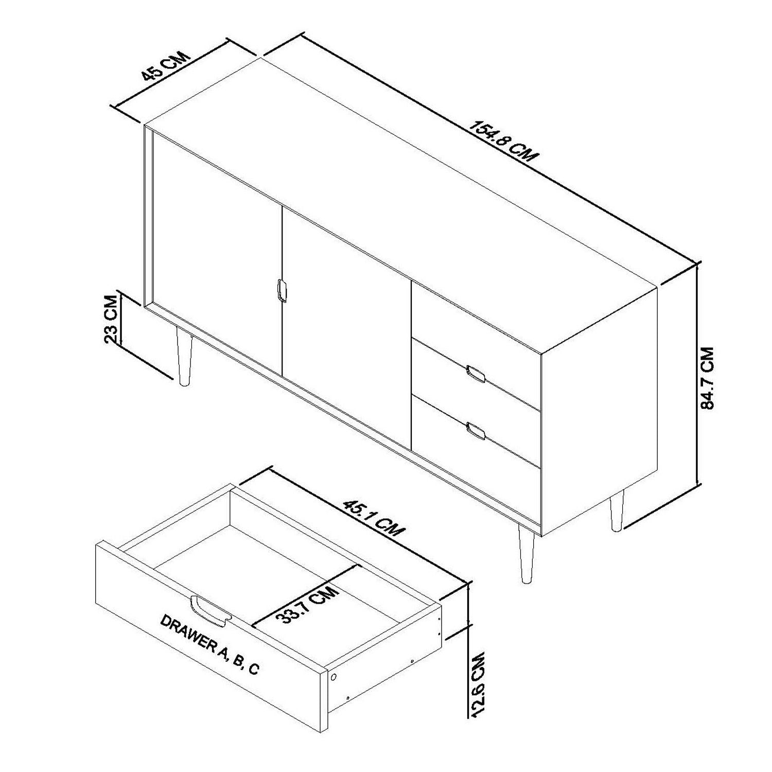 Scandi Oak Sideboard - Wide - Measurements