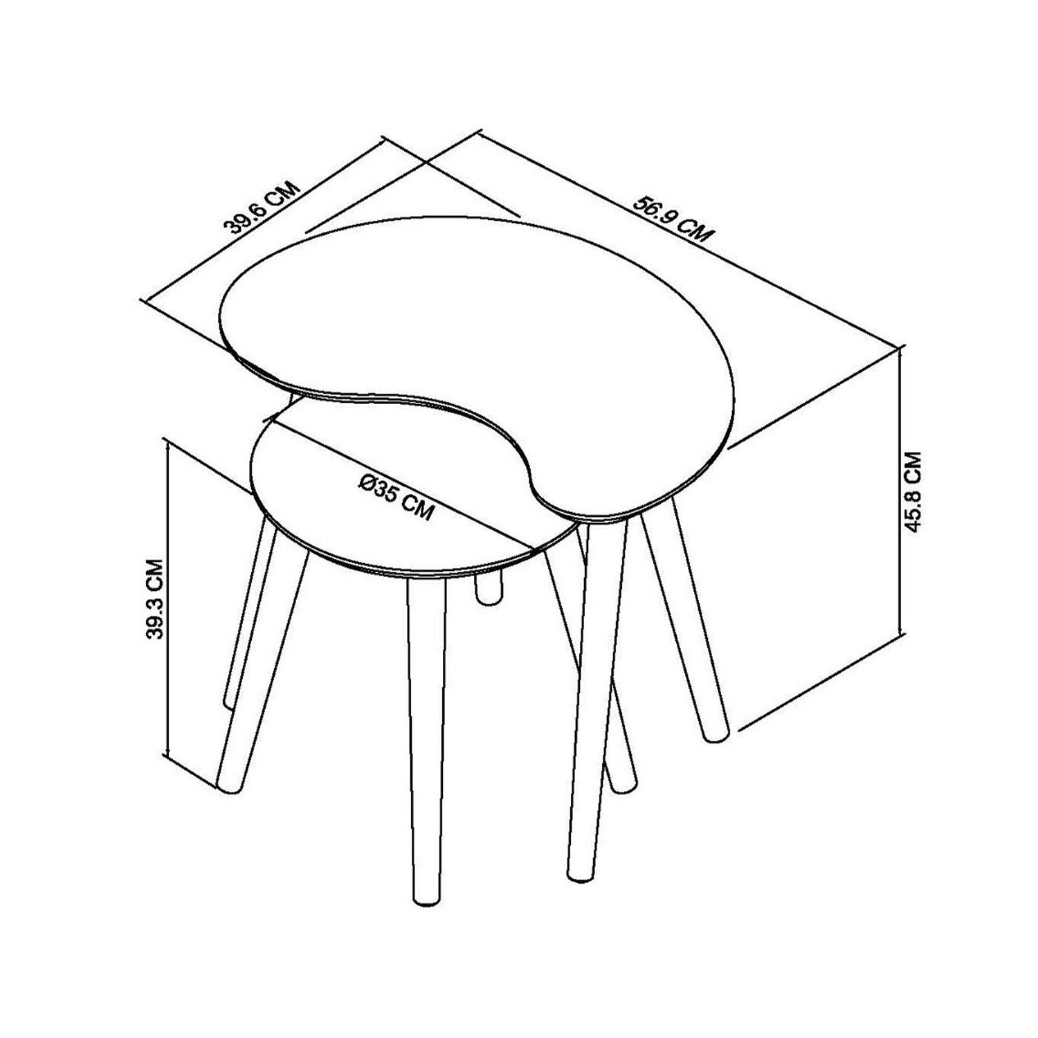 Scandi Oak Nest Of Lamp Tables - Measurements