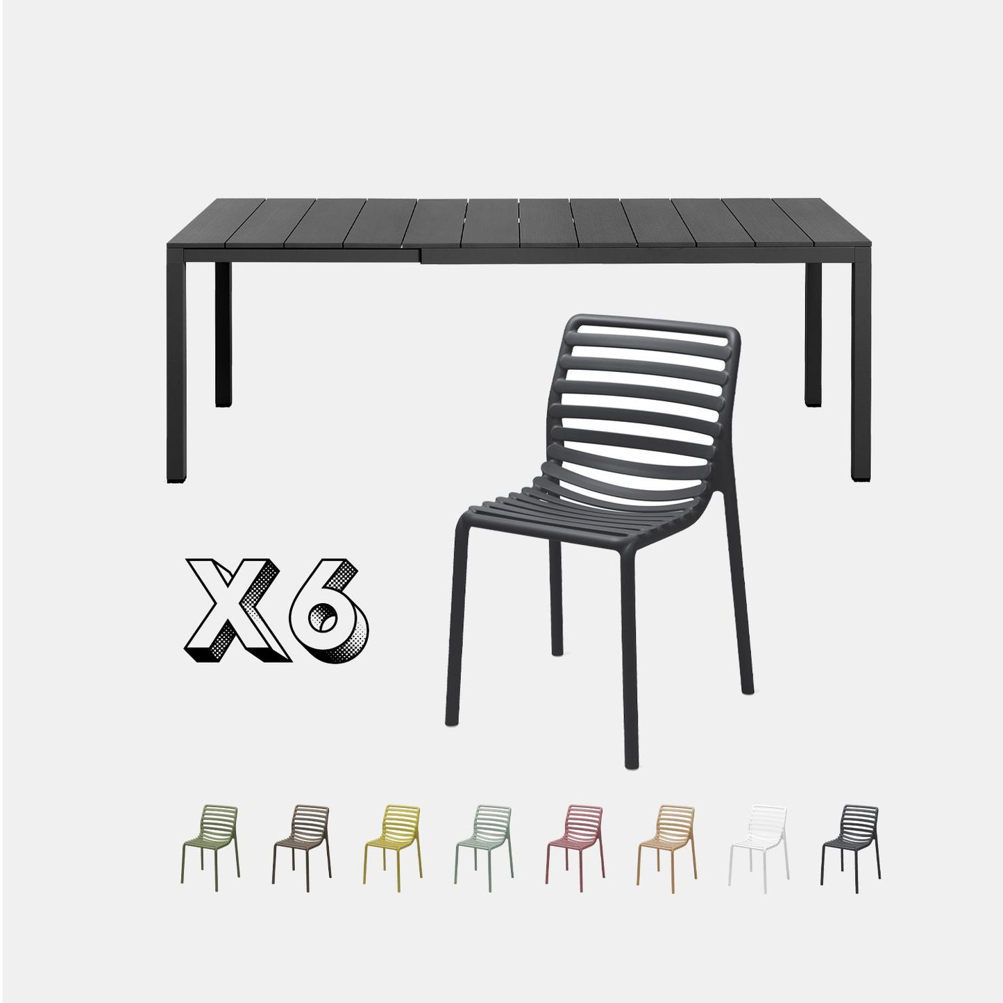 Dining Set - Rio 140 Extending Table & Doga Armless Chairs