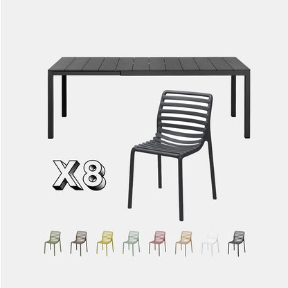 Dining Set - Rio 140 Extending Table & Doga Armless Chairs