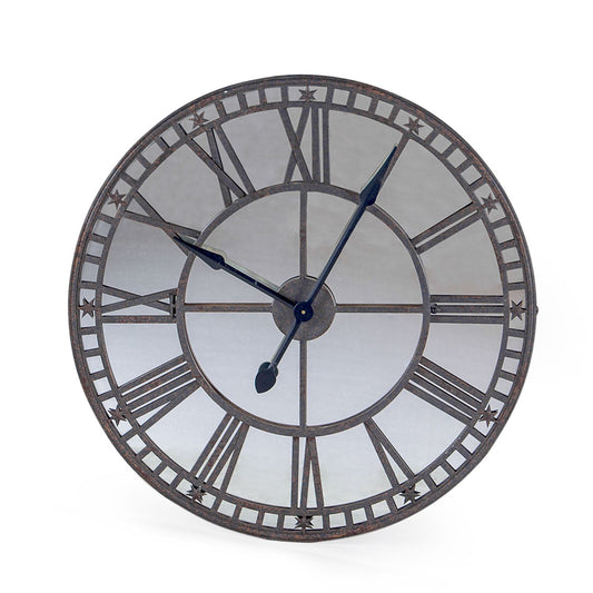 Large Antiqued Clock with Mirror Face